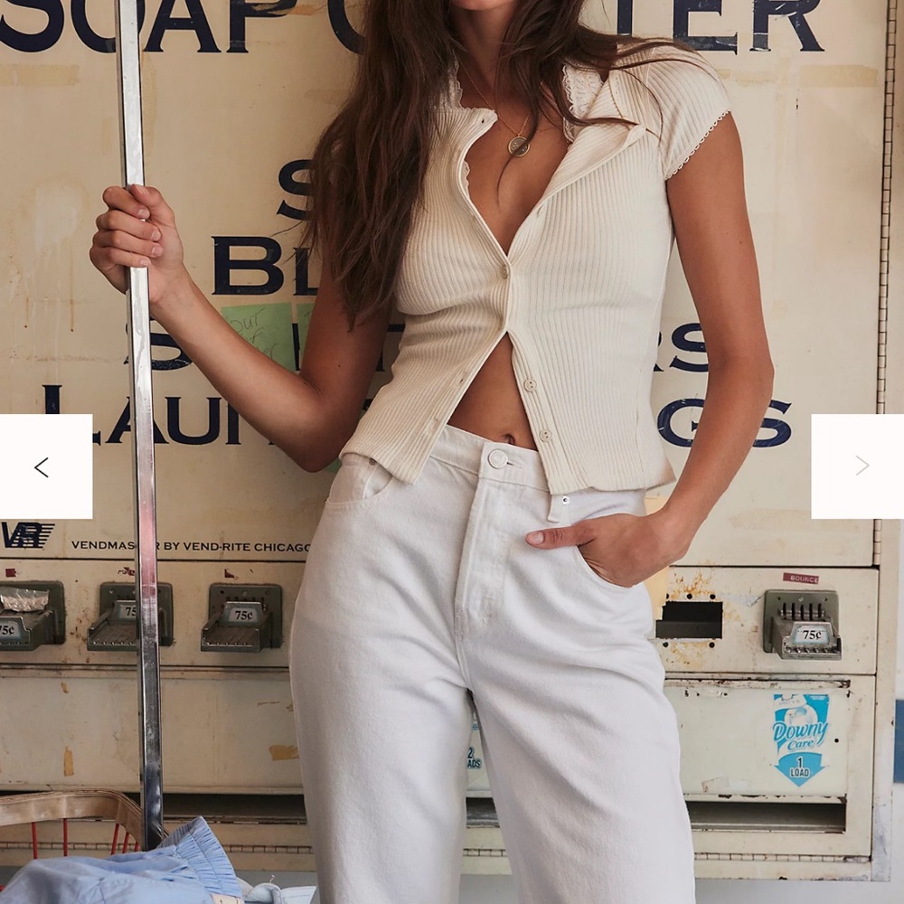 Free People Cream Ribbed top Most Wanted Cardi Large